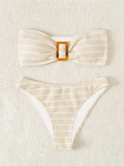 Truedames Swimsuit Sexy Striped Tube Top Bikini Swimsuit Female Bikini In Multi