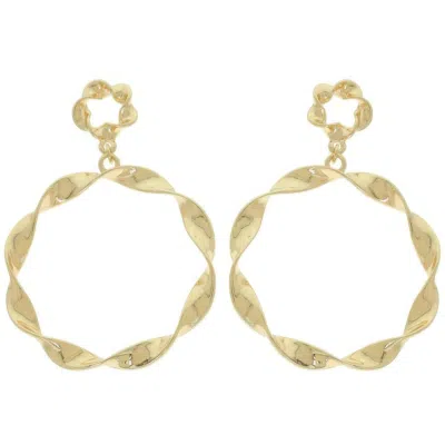 Truedames Swirl Edge Round Post Earrings In Gold