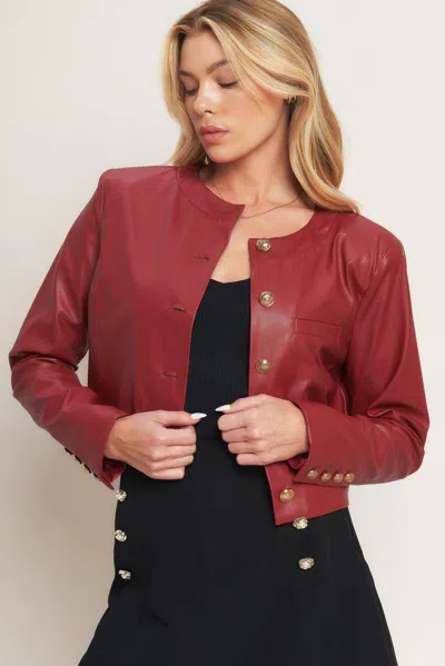 Truedames Tactical Grace Leather Jacket In Red