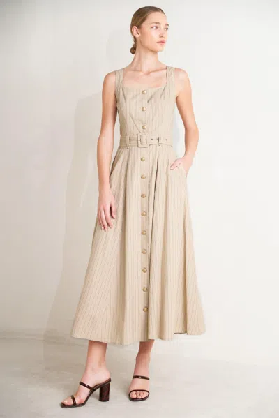 Truedames Tailored In Sunlight Woven Midi Dress In Neutral