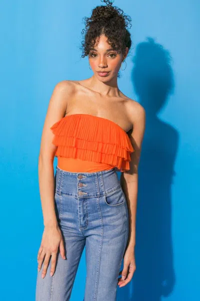 Truedames Take Me Now Knit Bodysuit In Orange