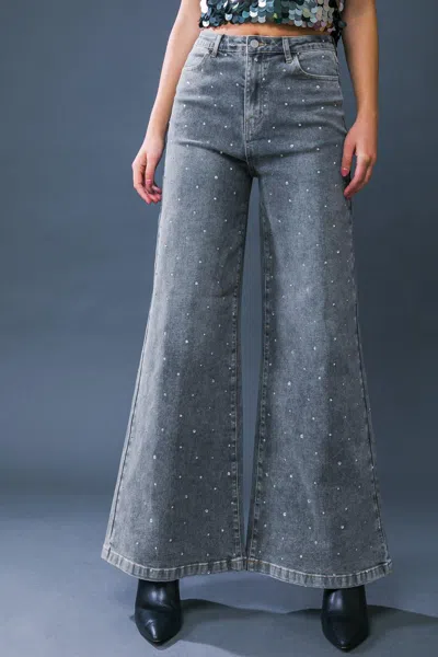 Truedames Take The Chance Denim Pants In Gray