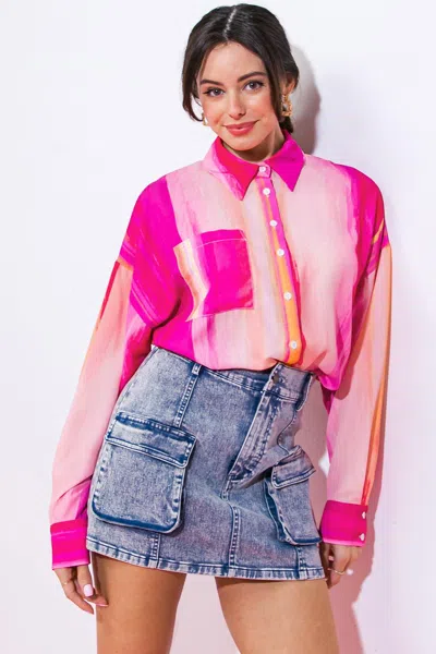 Truedames Take The Lead Woven Top In Pink