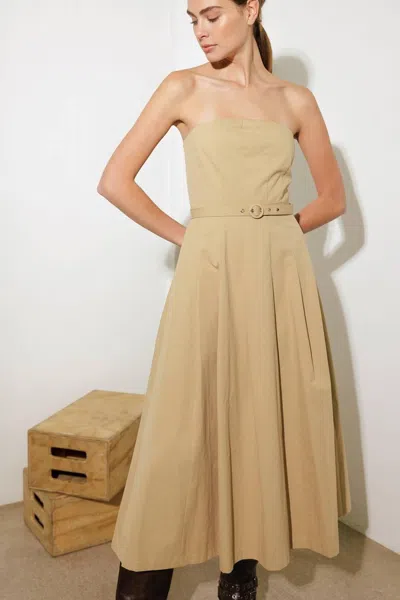 Truedames Taking Compliments Woven Midi Dress In Neutral