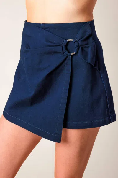 Truedames Taking Time Off Denim Woven Skort In Blue