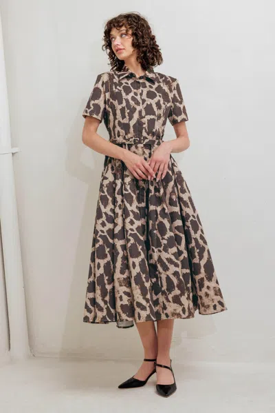 Truedames Tame Giraffe Woven Midi Dress In Multi