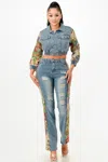 Truedames Tapestry Contrast Denim Set In Blue