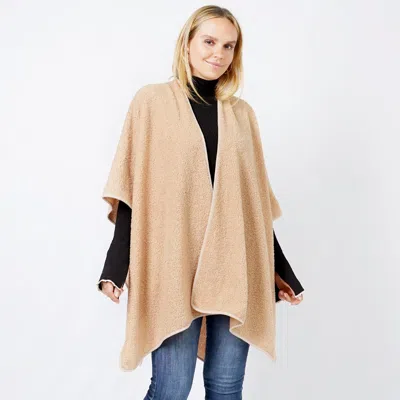 Truedames Teddy Fur Soft Cape/ruana Poncho In Beige
