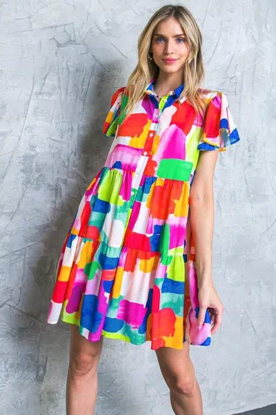 Truedames Tempting Me Print Mini Dress In Multi