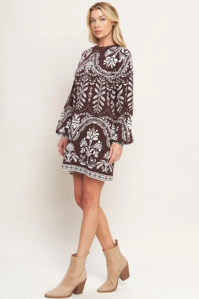 Truedames Terra Tapestry Sweater Knit Mini Dress In Multi