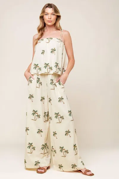 Truedames Terrific Timing Ivory Woven Top And Pant Set In Multi