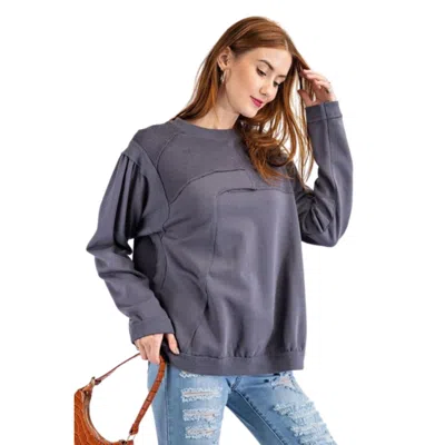 Truedames Terry Knit Loose Fit Pullover In Purple