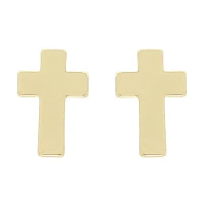 Truedames Textured Block Latin Cross Earrings In Gold