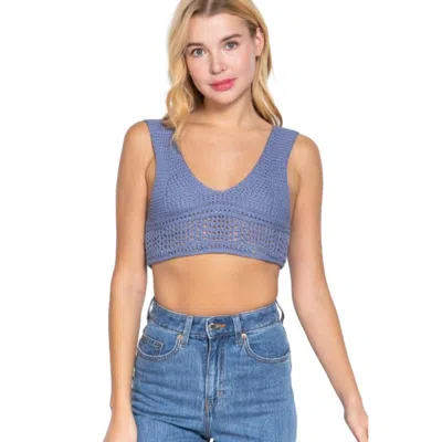 Truedames Textured Crop Sweater Tank Top In Blue