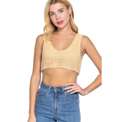 Truedames Textured Crop Sweater Tank Top In Brown