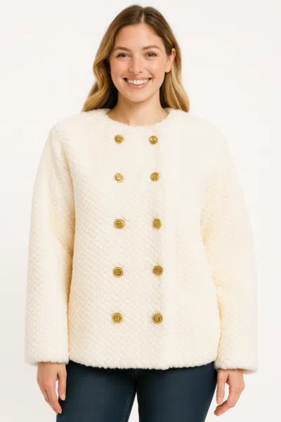 Truedames Textured Double-breasted Faux Shearling Jacket In Multi