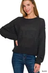 Truedames Textured Drop Shoulder Knit Top In Black
