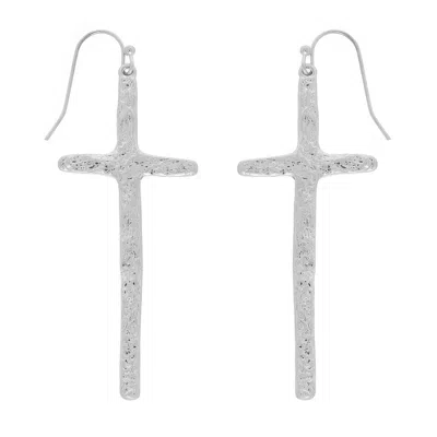 Truedames Textured Finish Cross Earrings In Metallic