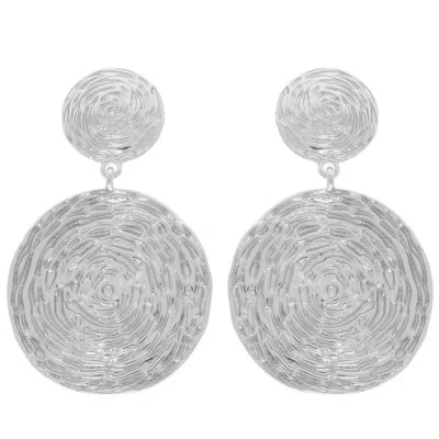 Truedames Textured Finish Disc Post Earrings In Silver
