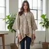 Truedames Textured Jacquard Pattern Print Ruana Poncho In Multi