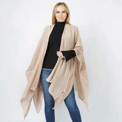 Truedames Textured Knit Cape/ruana In Gray