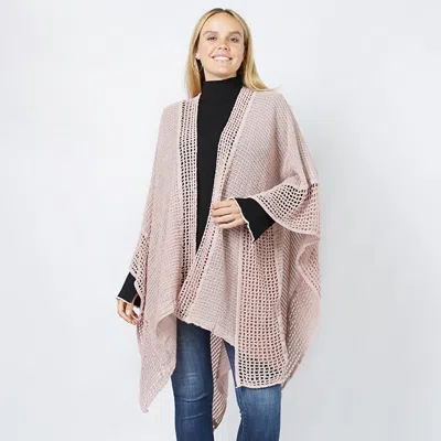 Truedames Textured Knit Cape/ruana In Pink
