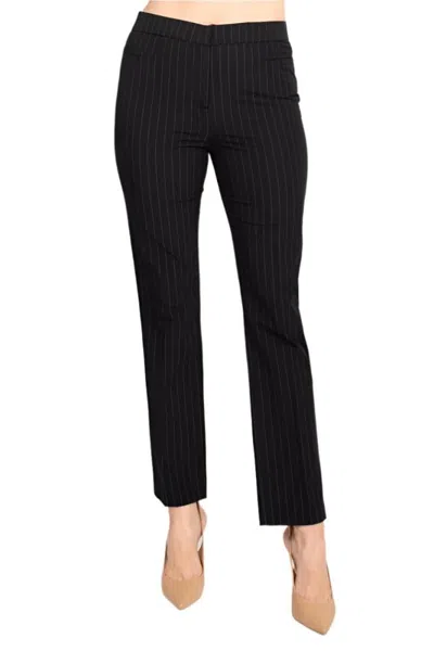 Truedames Textured Knit Pinstripe Dress Pant In Black