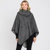 Truedames Textured Solid Neck Poncho In Black