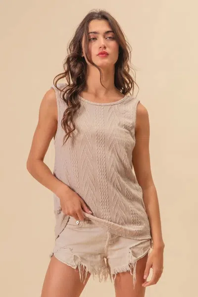 Truedames Textured Sweather Knit Twist Back Sleeveless Top In Brown