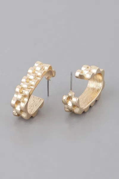 Truedames Textured Ware Brass Cuff Earrings In Gold
