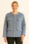 Truedames Textured Woven Button-front Jacket In Blue