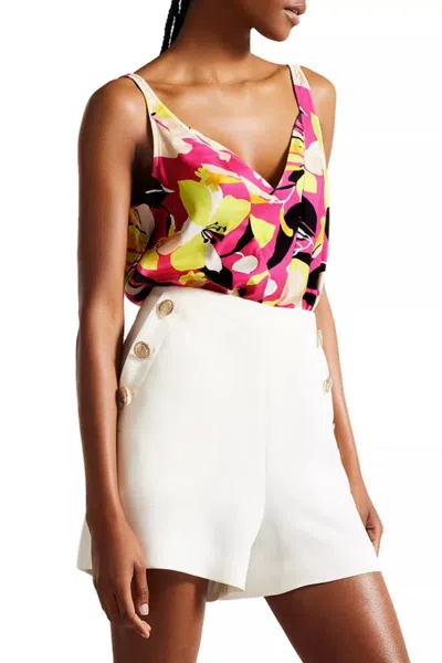 Truedames Thaliah Deep V-neckline Sleeveless Loose Fit Layered Cami Tank Top In White