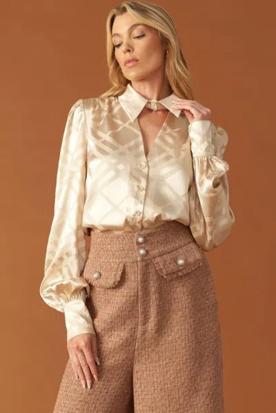 Truedames The Art Of Balance Woven Satin Top In White