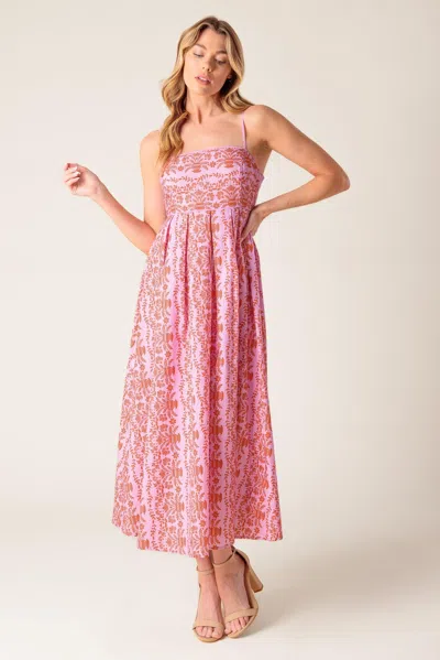 Truedames The Evette Pink Woven Midi Dress
