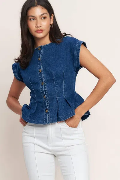 Truedames The One You Keep Denim Top In Blue