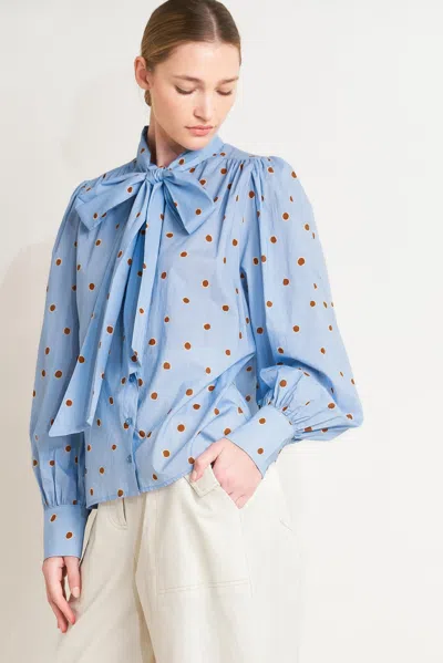 Truedames The Polka Power Move Woven Top In Blue
