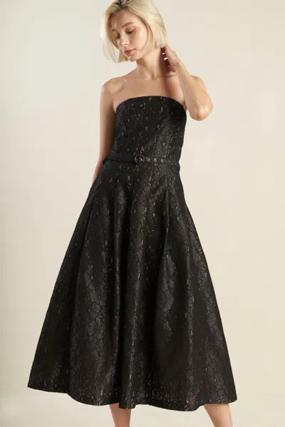 Truedames The Truth Is Woven Lace Midi Dress In Black