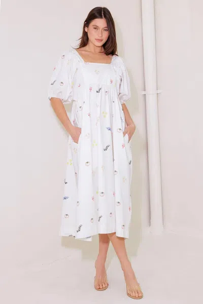 Truedames The World Is Yours Woven Midi Dress In White