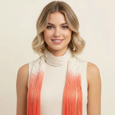 Truedames Thin Ombre Rope Fringe Scarf In Orange