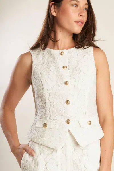 Truedames Think Later Woven Lace Vest In White