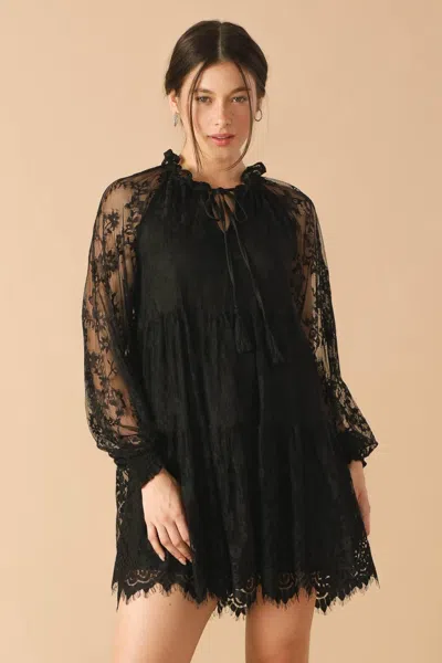 Truedames This & That Black Woven Lace Mini Dress