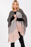 Truedames Three Tones Ruana Poncho In Pink