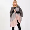 Truedames Three Tones Ruana Poncho In Gray
