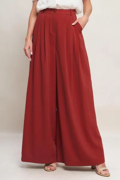 Truedames Throw It Back Woven Pants In Red