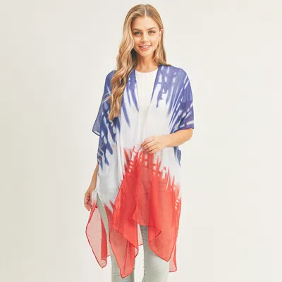 Truedames Tie Dye American Flag Kimono Poncho In Multi