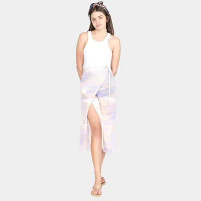 Truedames Tie Dye Beach Cover Up Midi Wrap Skirt 50" X 35" In Purple