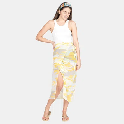 Truedames Tie Dye Beach Cover Up Midi Wrap Skirt 50" X 35" In White