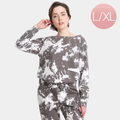 Truedames Tie Dye Boat Neck Loungewear Sweatshirts Top In Gray
