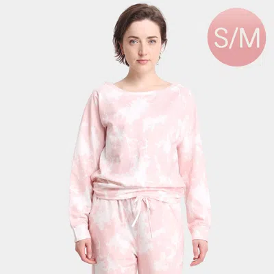 Truedames Tie Dye Boat Neck Loungewear Sweatshirts Top In Pink