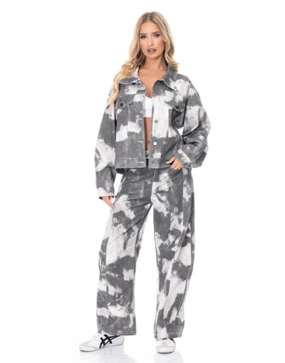 Truedames Tie-dye Denim Jacket In Gray
